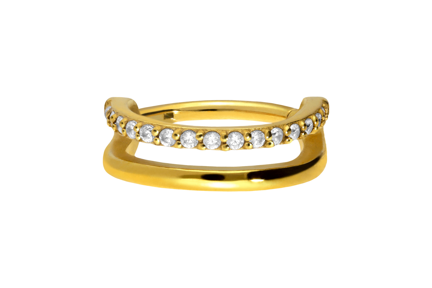 Chirurgenstahl Segmentring Clicker Piercing DOPPELRING + EINGEFASSTE KRISTALLE